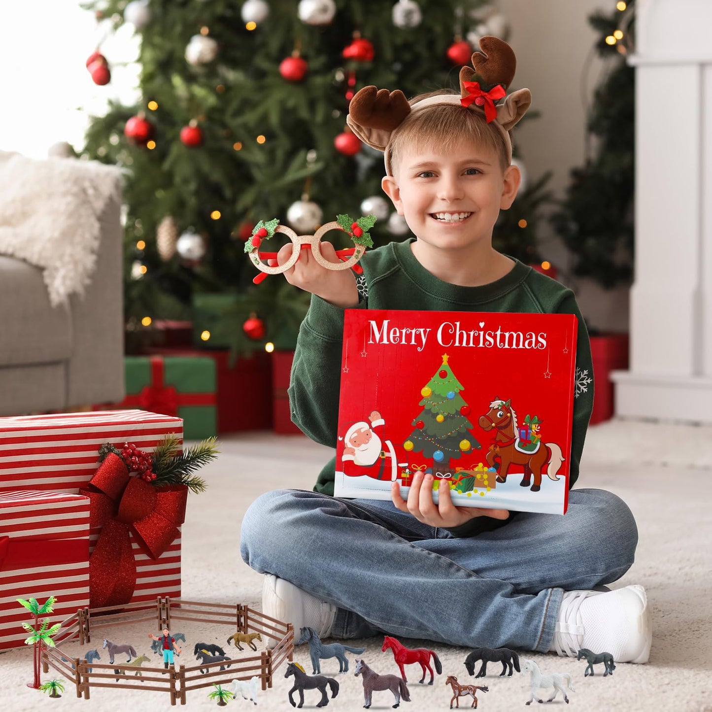 Youyole 24 Days Horse Christmas Advent Calendar 2025 Equestrian Enthusiast Christmas Countdown Calendar Xmas Farm Animal Set with 18 Horse Figures and Accessories for Holiday Stocking Stuffers Gifts - Medaid International