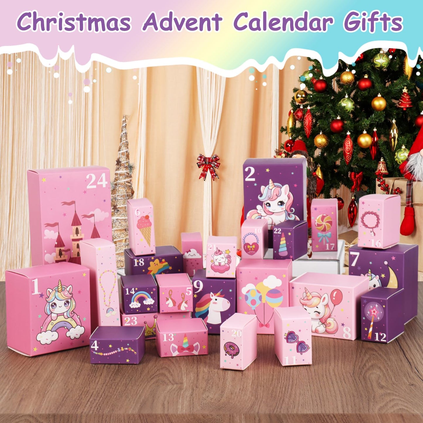 Advent Calendar 2025 Girls - 24 Days Christmas Countdown Calendar Unicorn Kit Xmas Gifts for Toddlers, Countdown Calendar Surprises Gifts for Daughter and Granddaughters, Xmas Makeup Gifts (Unicorn) - Medaid International