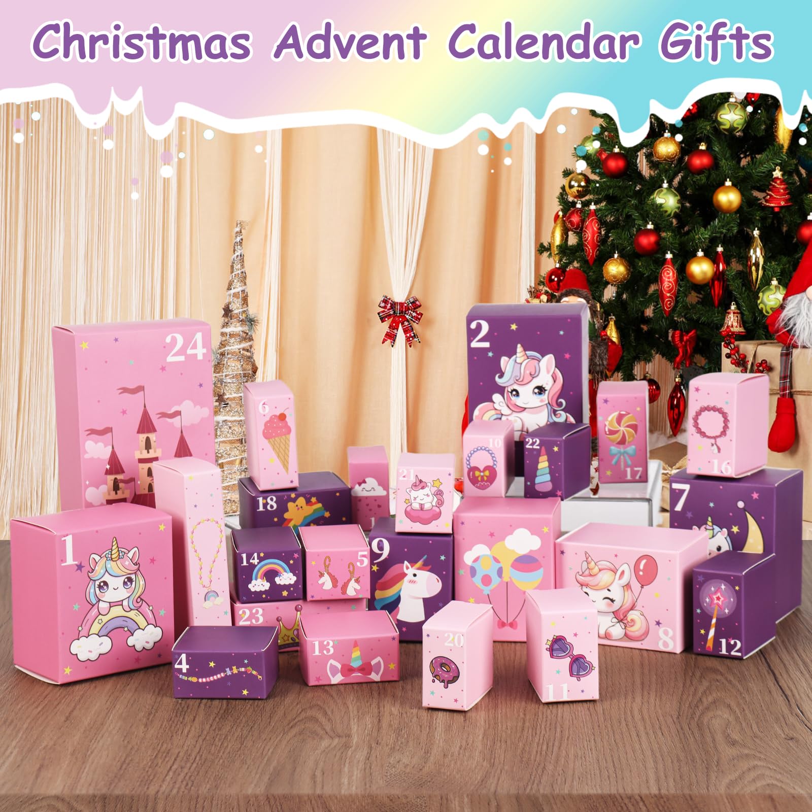 Advent Calendar 2025 Girls - 24 Days Christmas Countdown Calendar Unicorn Kit Xmas Gifts for Toddlers, Countdown Calendar Surprises Gifts for Daughter and Granddaughters, Xmas Makeup Gifts (Unicorn) - Medaid International