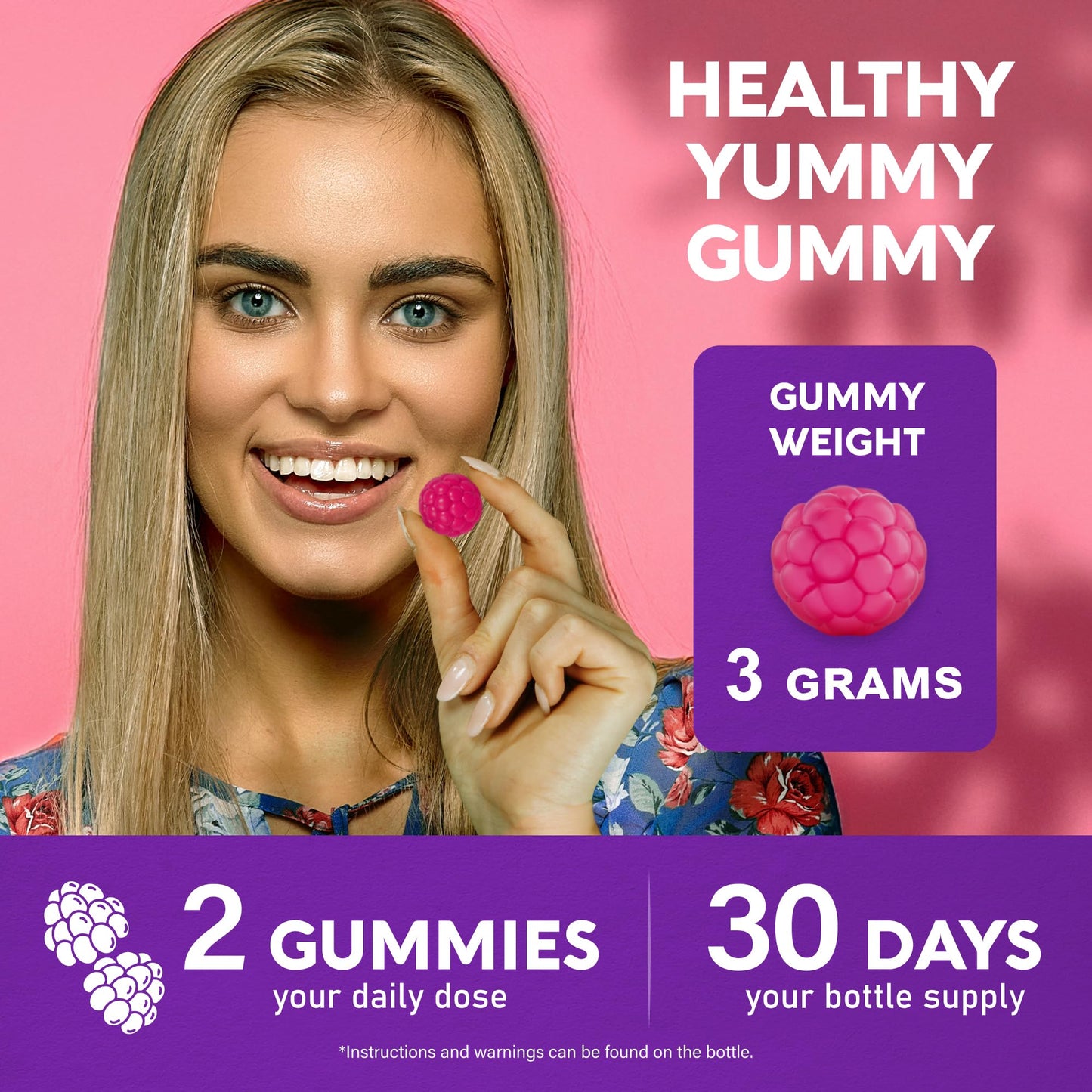 Biotin Gummies with Collagen - Hair Growth Support Skin, & Nail Strength - for Women & Men - Biotin 10000mcg | Keratin | Hyaluronic Acid | B-Complex | Saw Palmetto - Sugar-Free, Mixed Berry - 60 Gummy - Medaid International