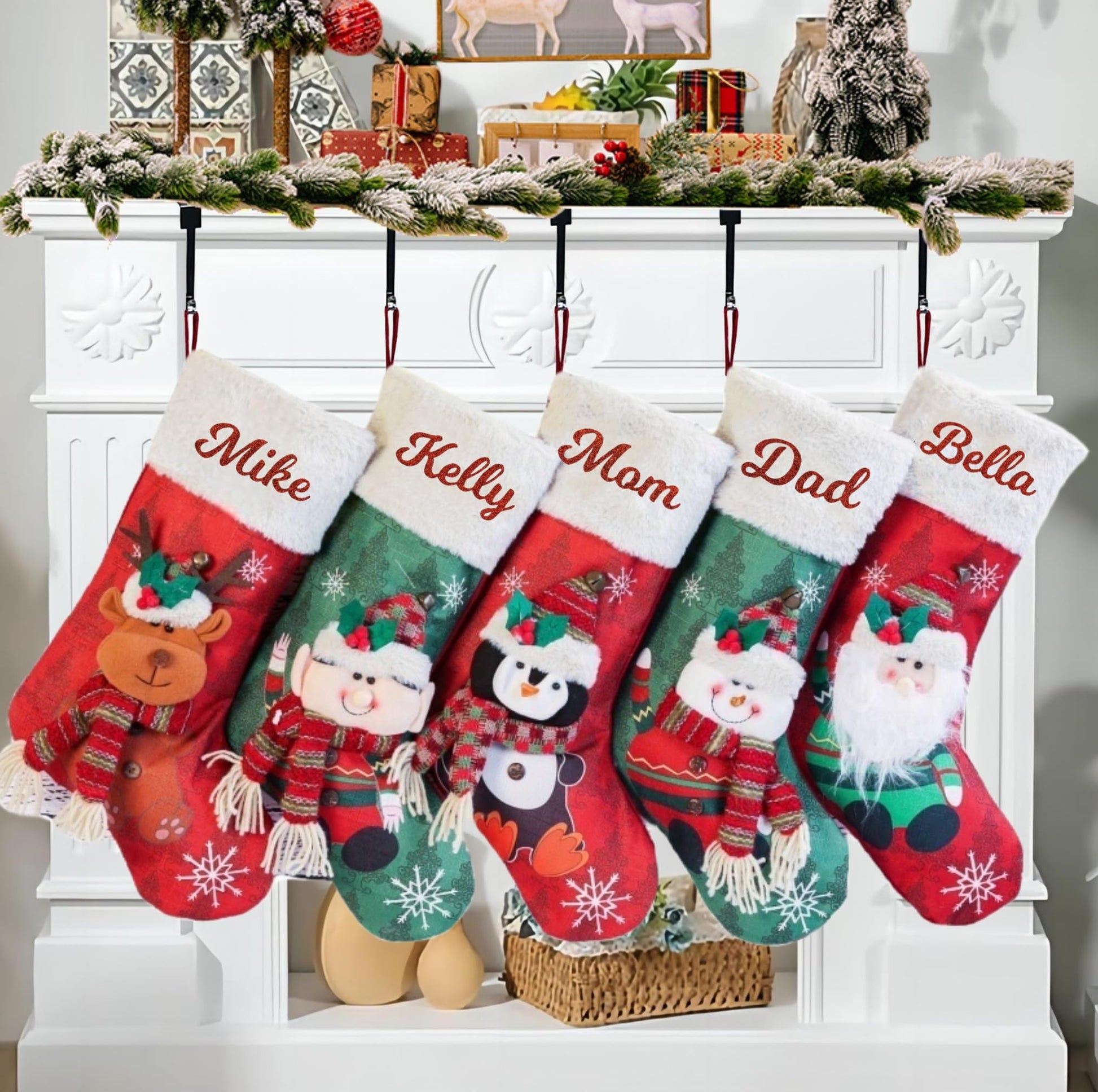 Personalised Christmas Stockings Custom Name Stockings 3D Fluff Christmas Socks - Medaid International