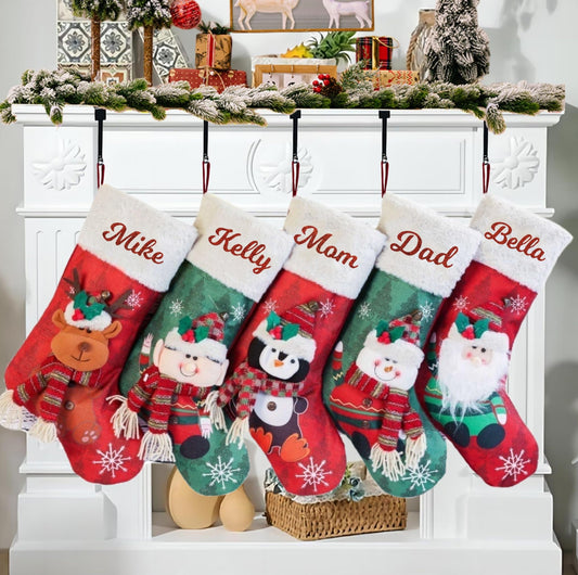 Personalised Christmas Stockings Custom Name Stockings 3D Fluff Christmas Socks - Medaid International
