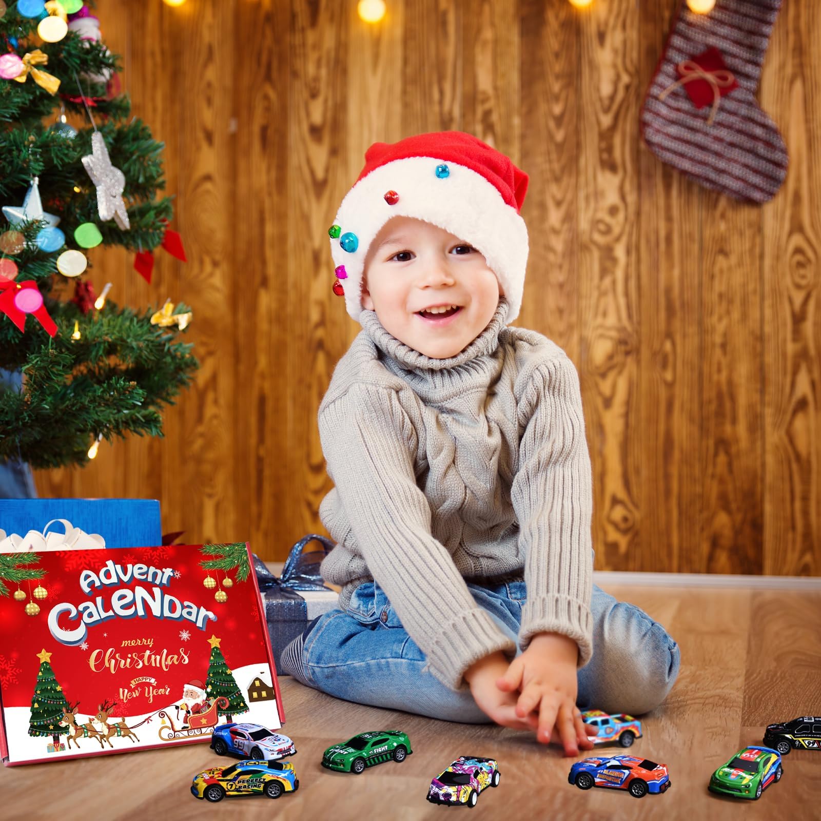 Bupelo Christmas Advent Calendar 2025, Christmas Advent Calendar with Pull-Back Racing Car Toys, 24 Days Christmas Countdown Calendar Gifts for Kids, Christmas Party Favor, Classroom Prizes Xmas Gift - Medaid International