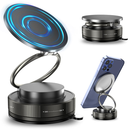 MARUVI Vacuum Magnetic Phone Holder for Car,2800gf Strong Magnetic Phone Mount,360° Adjustable & Reinforced Suction Cup for Dashboard/Gym/Mirror,Car Phone Holder Compatible with iPhone Android(Black) - Medaid International