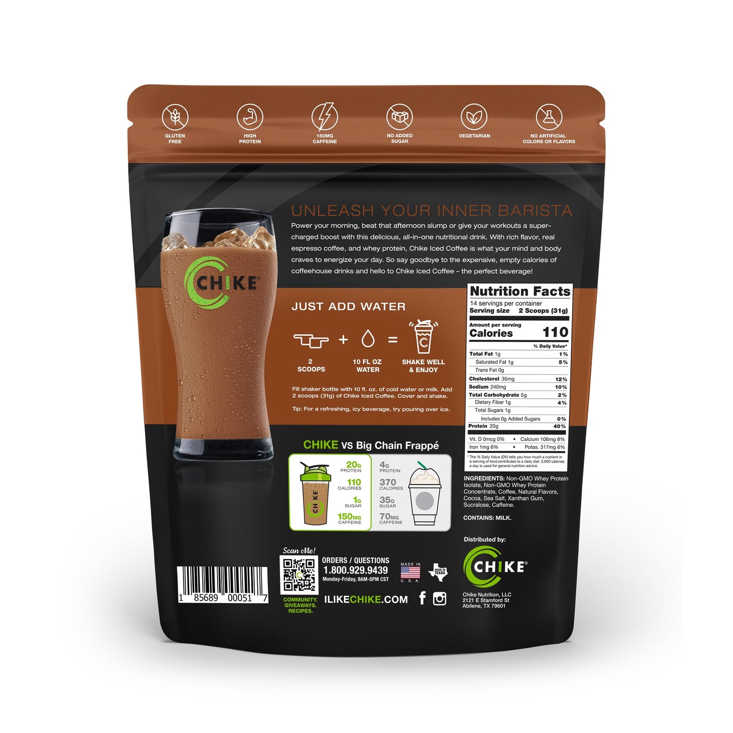 Chike Mocha High Protein Iced Coffee, 20 G Protein, 2 Shots Espresso, 1 G Sugar, Keto Friendly and Gluten Free, 14 Servings (15.3 Ounce) - Medaid International