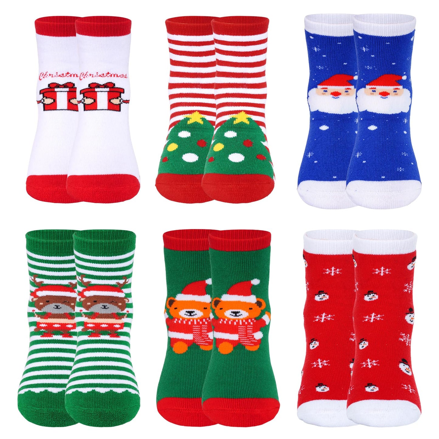 Nydotd 6 Pairs Kids Christmas Winter Socks Thick Cotton Warm Socks Thermal Crew Socks for Unisex Boys Girls Children Xmas Gift (US, Age, 7 Years, 10 Years) - Medaid International