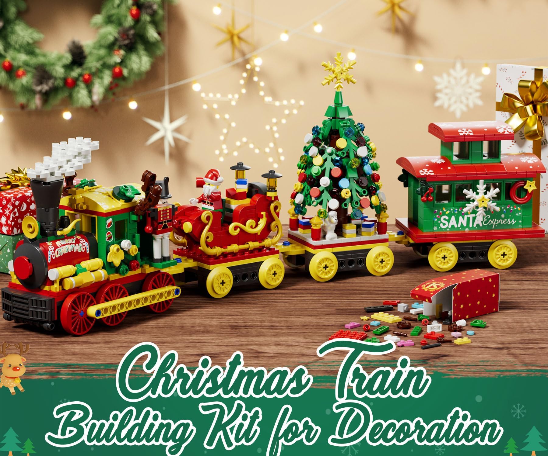 Advent Calendar 2025 Christmas Gifts for Kids Adults Teens, Christmas Train Building Blocks Holiday Gifts New Year Gift Box with Tree Santa Nutcracker Toys Set for Boys Girls Women Men Age 6+ - Medaid International