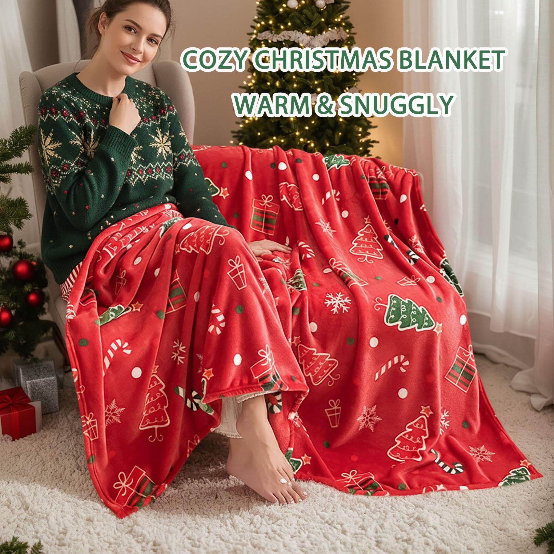 ECLAVIOS 2025 Christmas Gift Set for Women, Holiday Gift Box with Cozy Blanket, Hand Cream, Santa Mug, Scented Candle & Fuzzy Socks, Christmas Gift Basket for Mom, Sister, Best Friend or Coworker - Medaid International