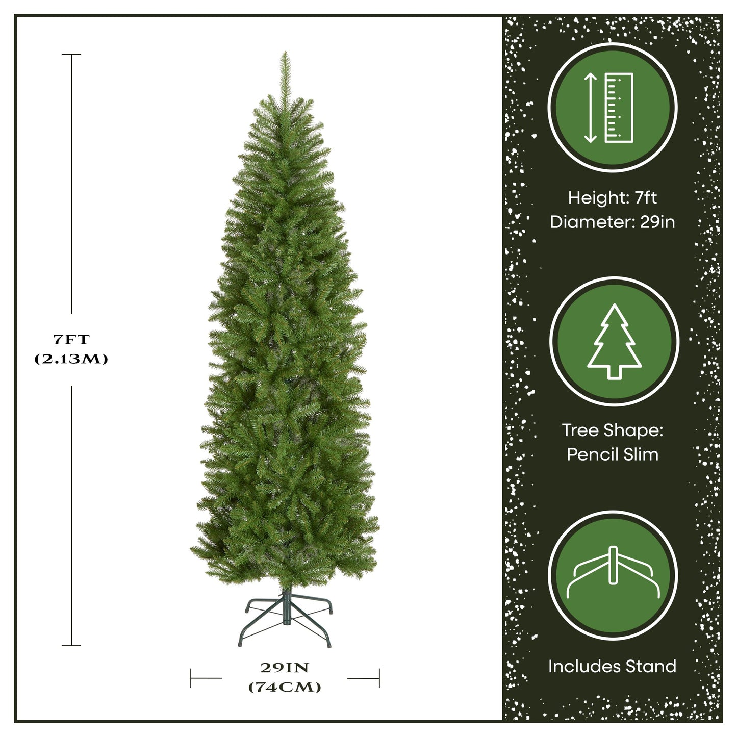 National Tree Company 7 ft Unlit Kingswood Fir Slim Artificial Christmas Tree, 892 Tips, Includes Stand, Green - Medaid International