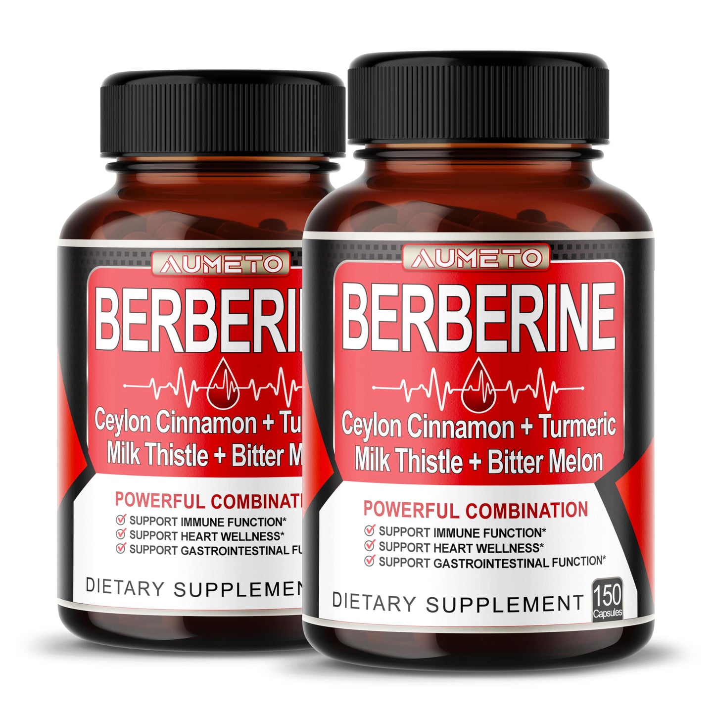 8 in 1 Berberine Supplement - Per Capsule Provides - Support Digestion, Immunity - with Ceylon Cinnamon, Milk Thistle, Turmeric, Bitter Melon - Medaid International