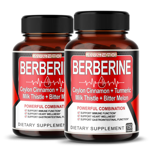 8 in 1 Berberine Supplement - Per Capsule Provides - Support Digestion, Immunity - with Ceylon Cinnamon, Milk Thistle, Turmeric, Bitter Melon - Medaid International