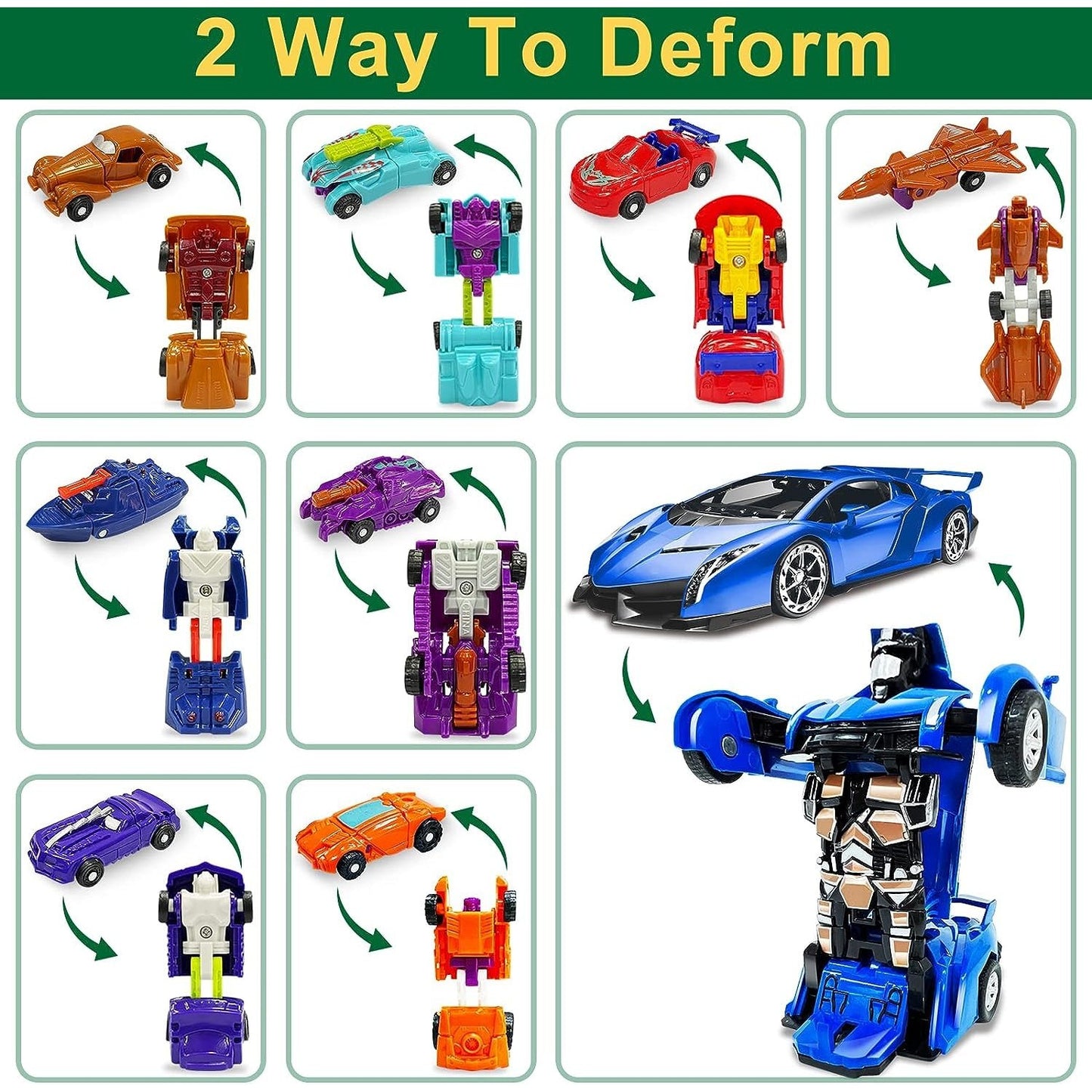 AMENON 24 Pcs Transform Car Robot Toys Christmas Advent Calendar 2025 for Kids Boys, 24 Days Countdown Calendar Large Car Automatic Deformation + 23 Vehicles Xmas Stocking Stuffers Gifts Party Favors - Medaid International