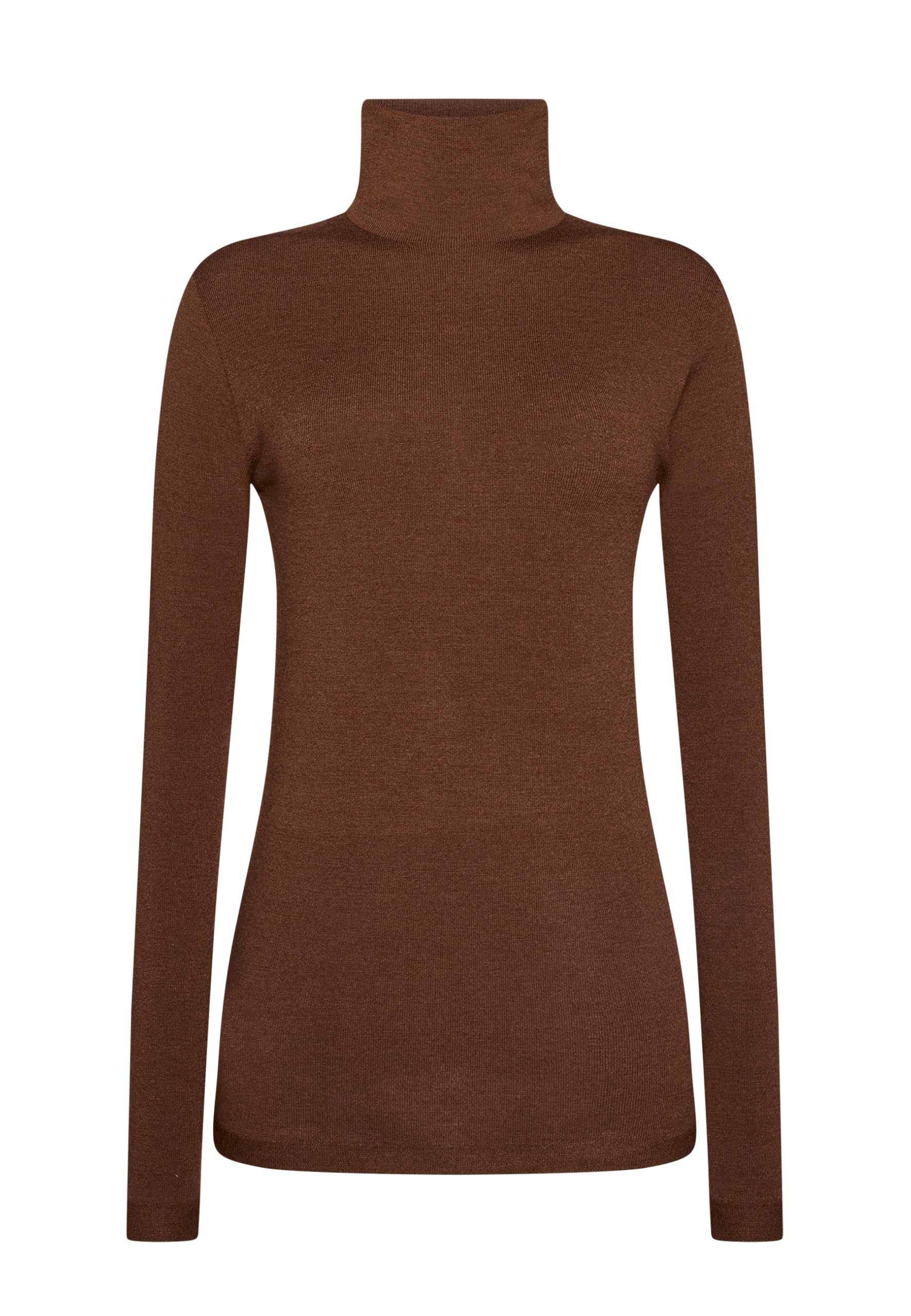 Wolford The Merino Top Long Sleeves For Women Wool Turtleneck Seamless Slim Fit Layering Shirt Warm Base Layer Sweater umber Brown Small - Medaid International