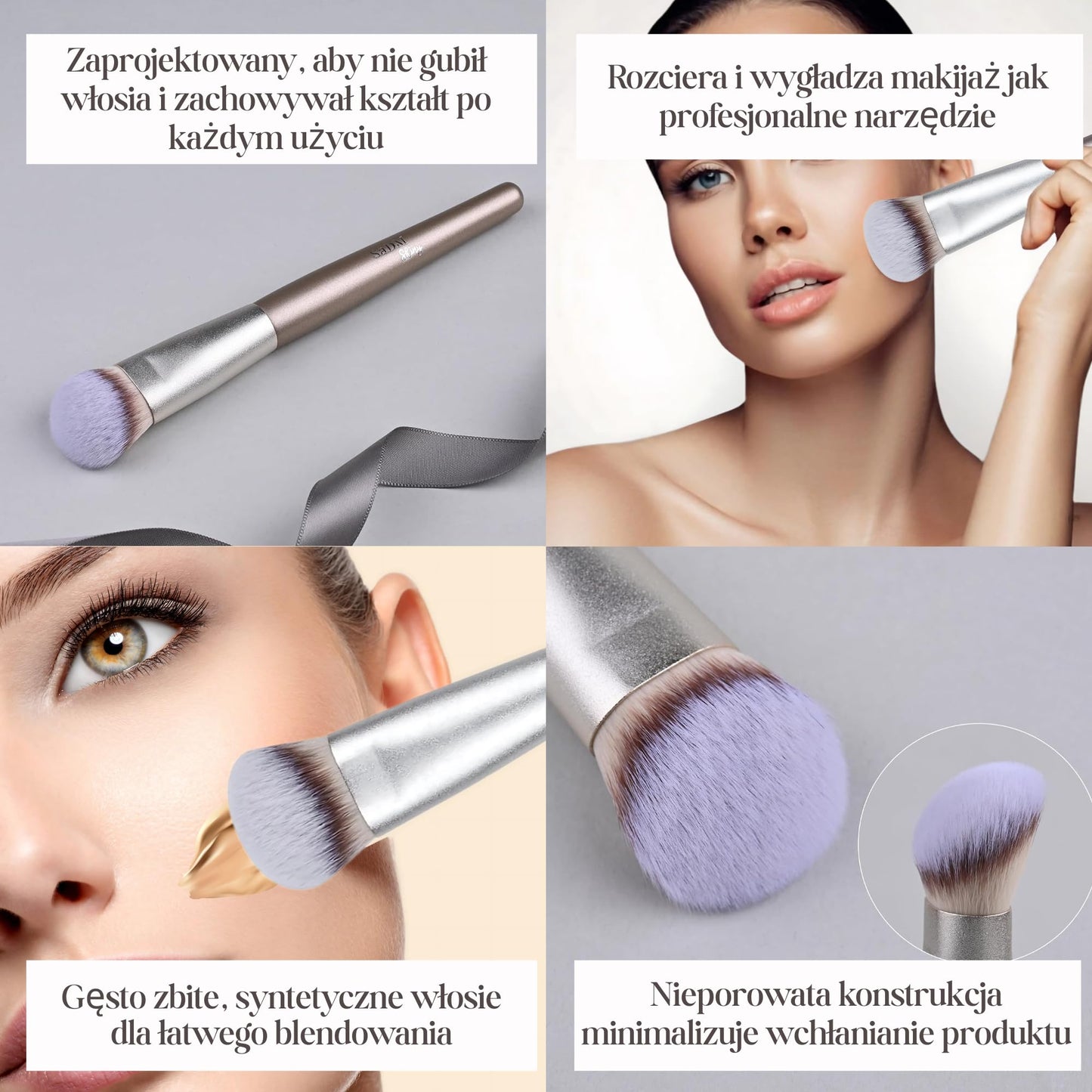 Contoured Makeup Brush - Foundation Blender Brush for Powder, Cream, Contour, Bronzer, Blush Blending & Highlighter - Professional Make Up Brush - Full Face Makeup Brush - Vegan & Cruelty Free - Medaid International