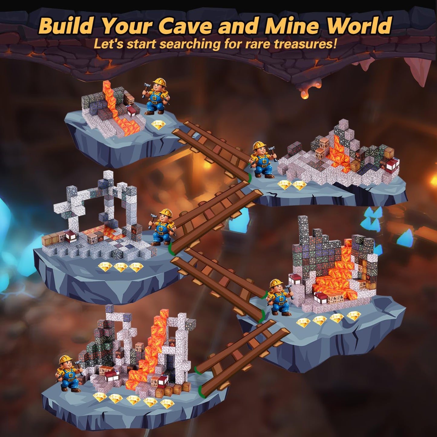 gyttoping Magnetic Blocks, 128PCS Build Cave Magnet World Set, Magnetic Toys for Boys & Girls Age 3-5, 4-8, 8-12, STEM Sensory Building Gifts Toys for Kids for 3+ - Medaid International