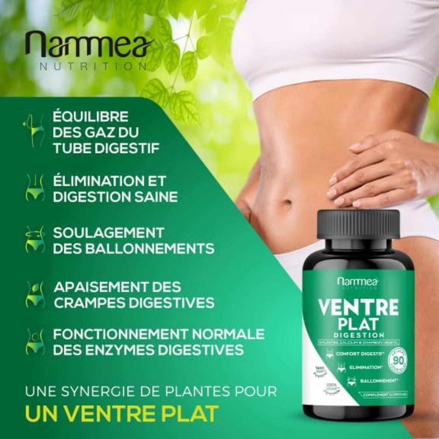 Ventre plat BIO digestion minceur extra fort-Perte de poids rapide et efficace-Coupe faim puissant-Brûle graisse- Drainant-Amincissant-Charbon végétal-90 gélules - Medaid International