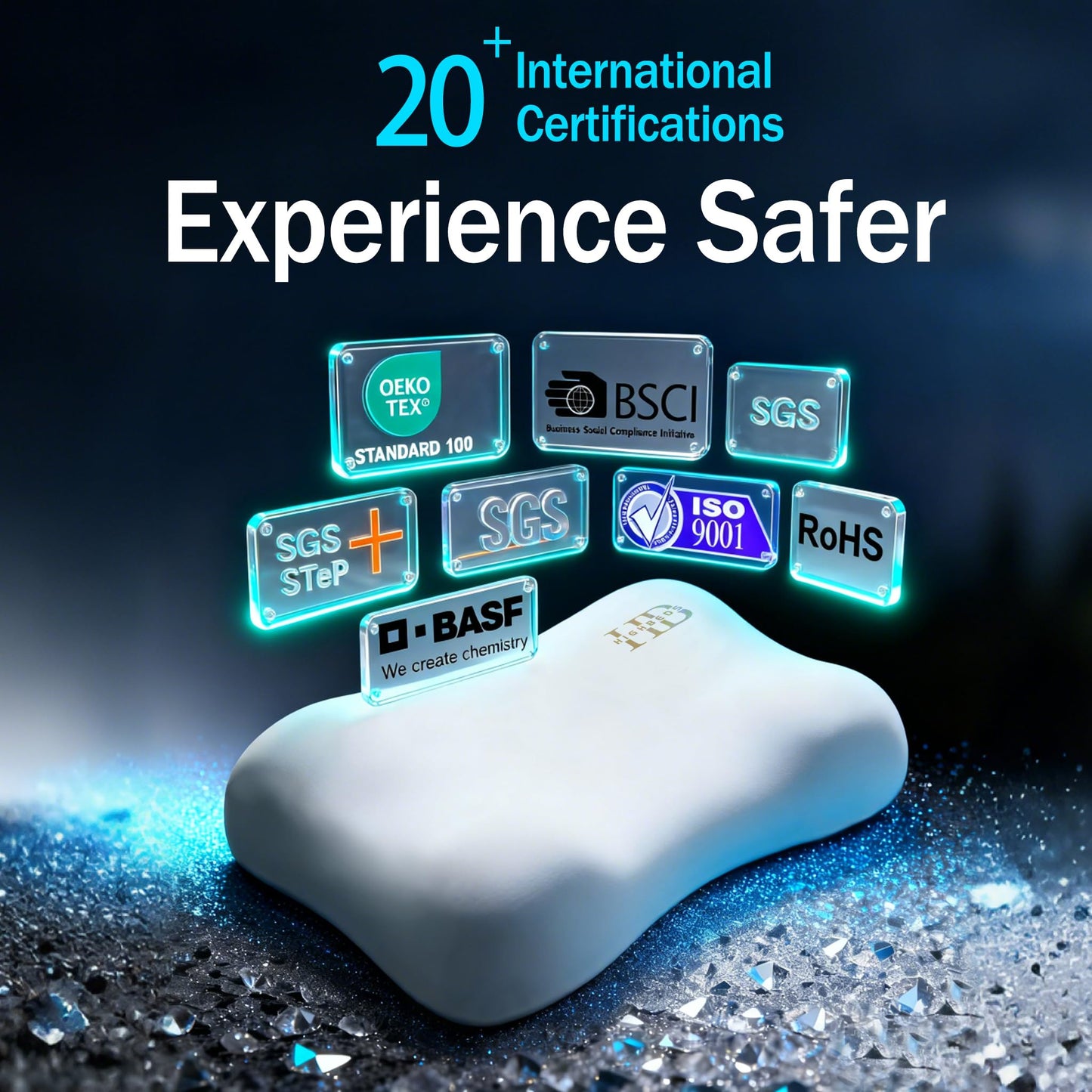 HighBeds Cervical Neck Pillow for Neck Pain Relief- Memory Foam Pillow for Side and Back Sleepers, BASF Support with Ergonomic Pillow - Medaid International