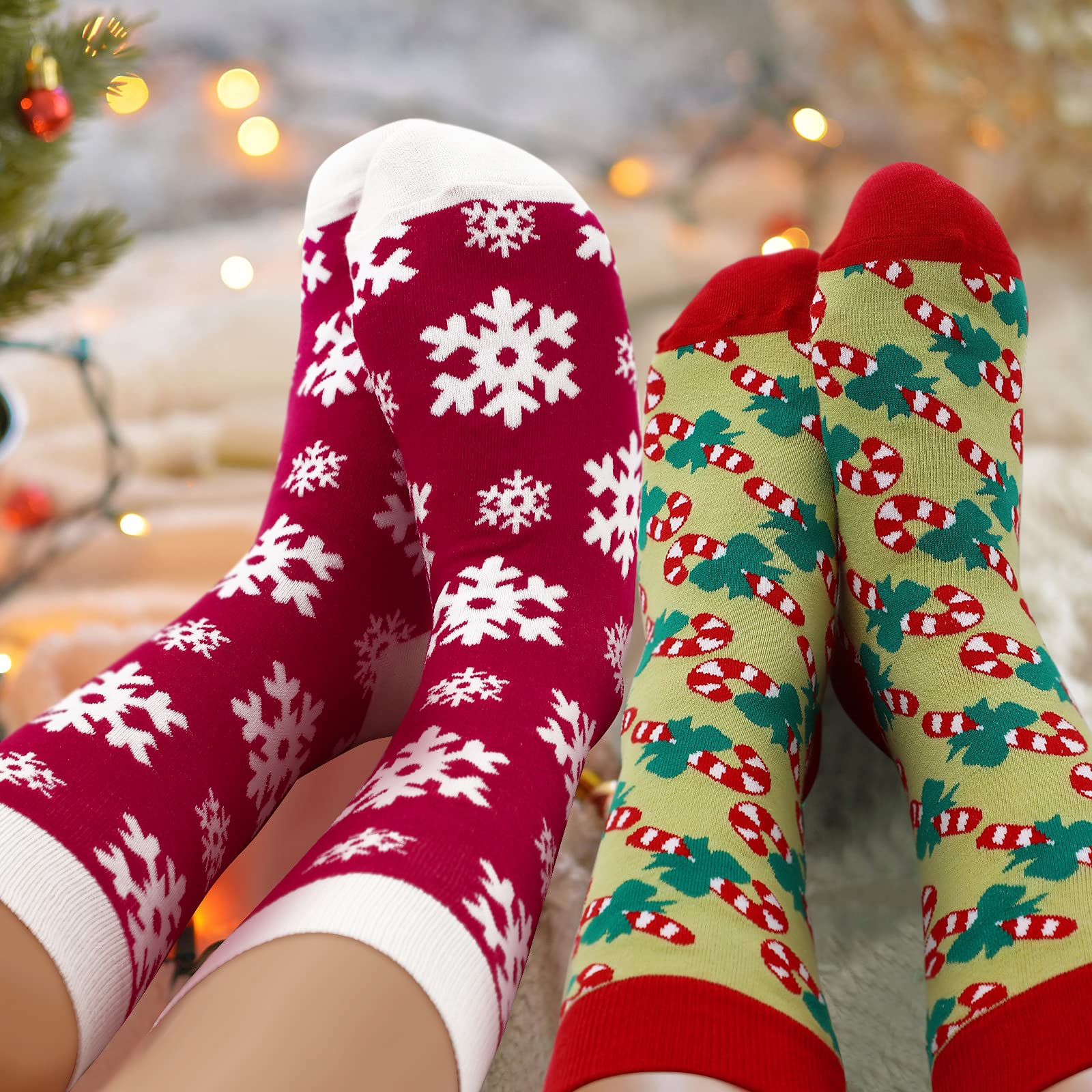 Vicenpal 6 Pairs Christmas Socks for Men and Women Colorful Fun Festive Novelty Stockings Xmas Cute Socks with Santa Snowflake Gingerbread Candy Canes Design - Medaid International