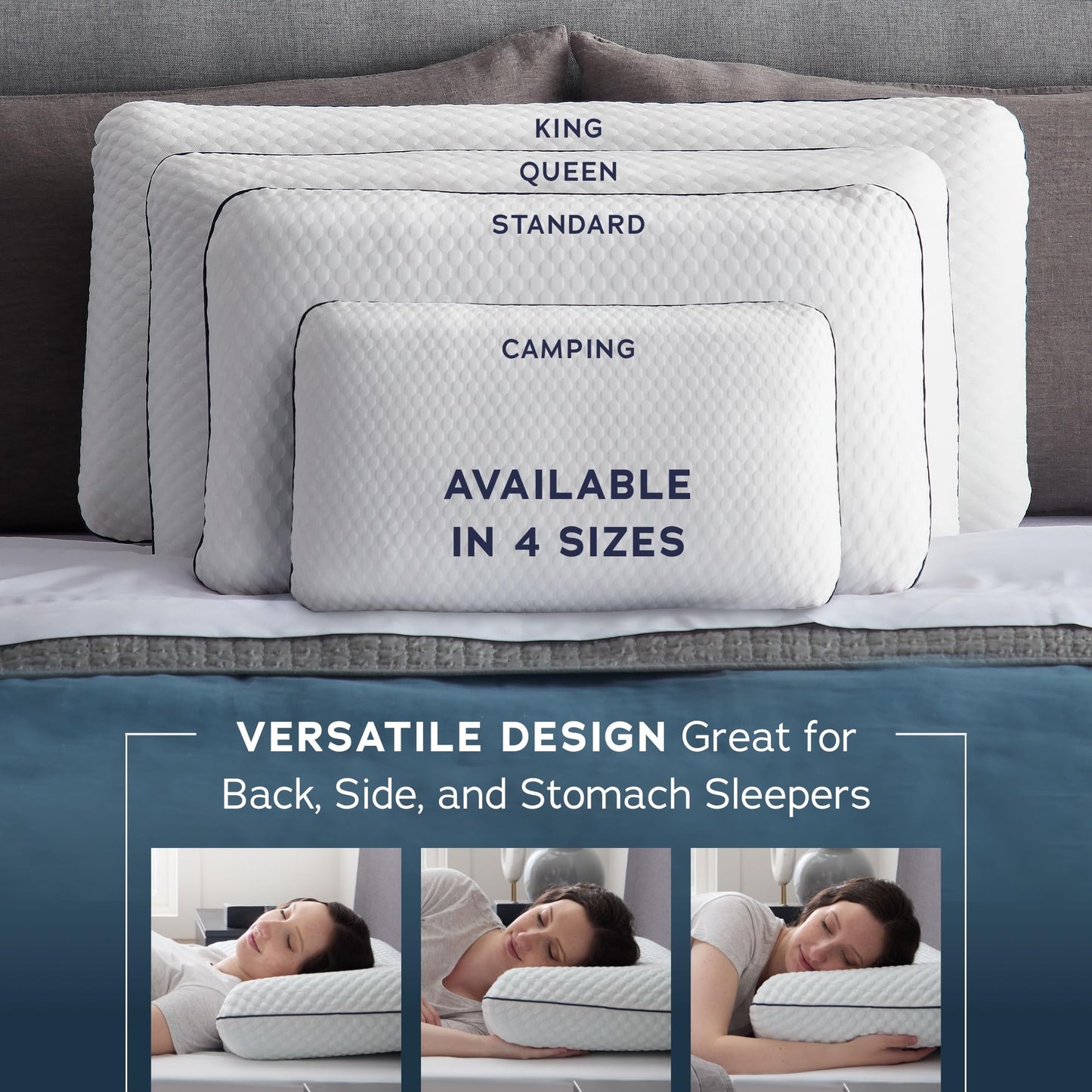 Weekender Gel Memory Foam Pillow - Queen Size - 1-Pack - Medium Plush Feel - Neck and Shoulder Support - Side, Stomach, and Back Sleepers - Home, Hotel, & Hospital Essentials - CertiPur Certified - Medaid International