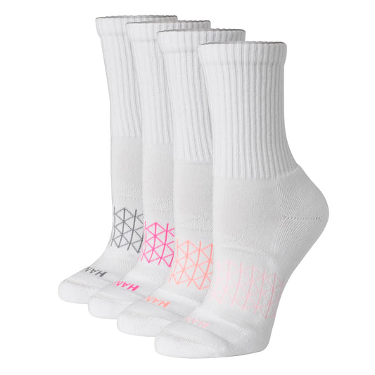 Hanes Women's Cushioned Crew Socks, Absolute Active Crew Socks for Women, Seamless Toe, 4-Pairs - Medaid International