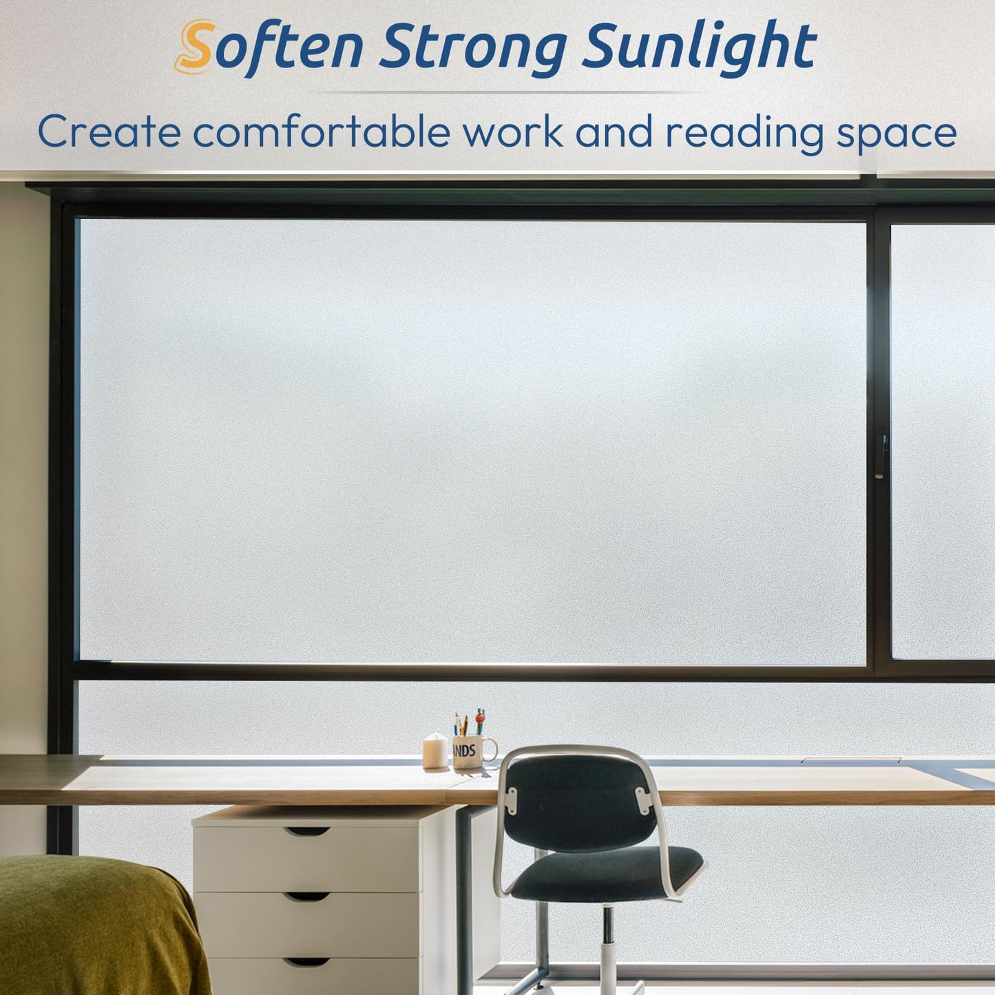 rabbitgoo Window Privacy Film, Frosted Glass Window Clings, Static Cling UV Heat Blocking Door Stickers for Home Bathroom, Removable Indoor Decal Coverings Day and Night, Pure, 17.5 x 78.7 Inches - Medaid International