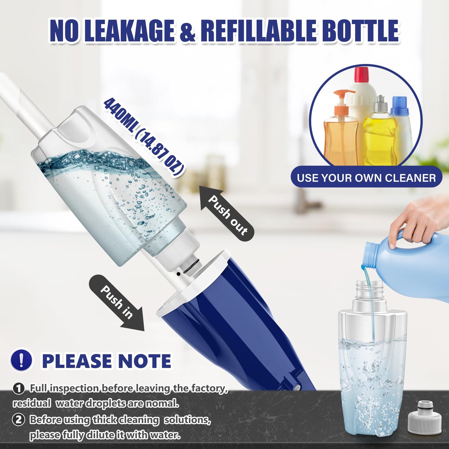 Microfiber Spray Mop for Floors Cleaning: Wet Dry Hardwood Floor Mops with 3 Washable Reusable Pads for Swiffer Powermop - Flat Mop with Sprayer for Tile Wood Laminate Vinyl Marble - Medaid International