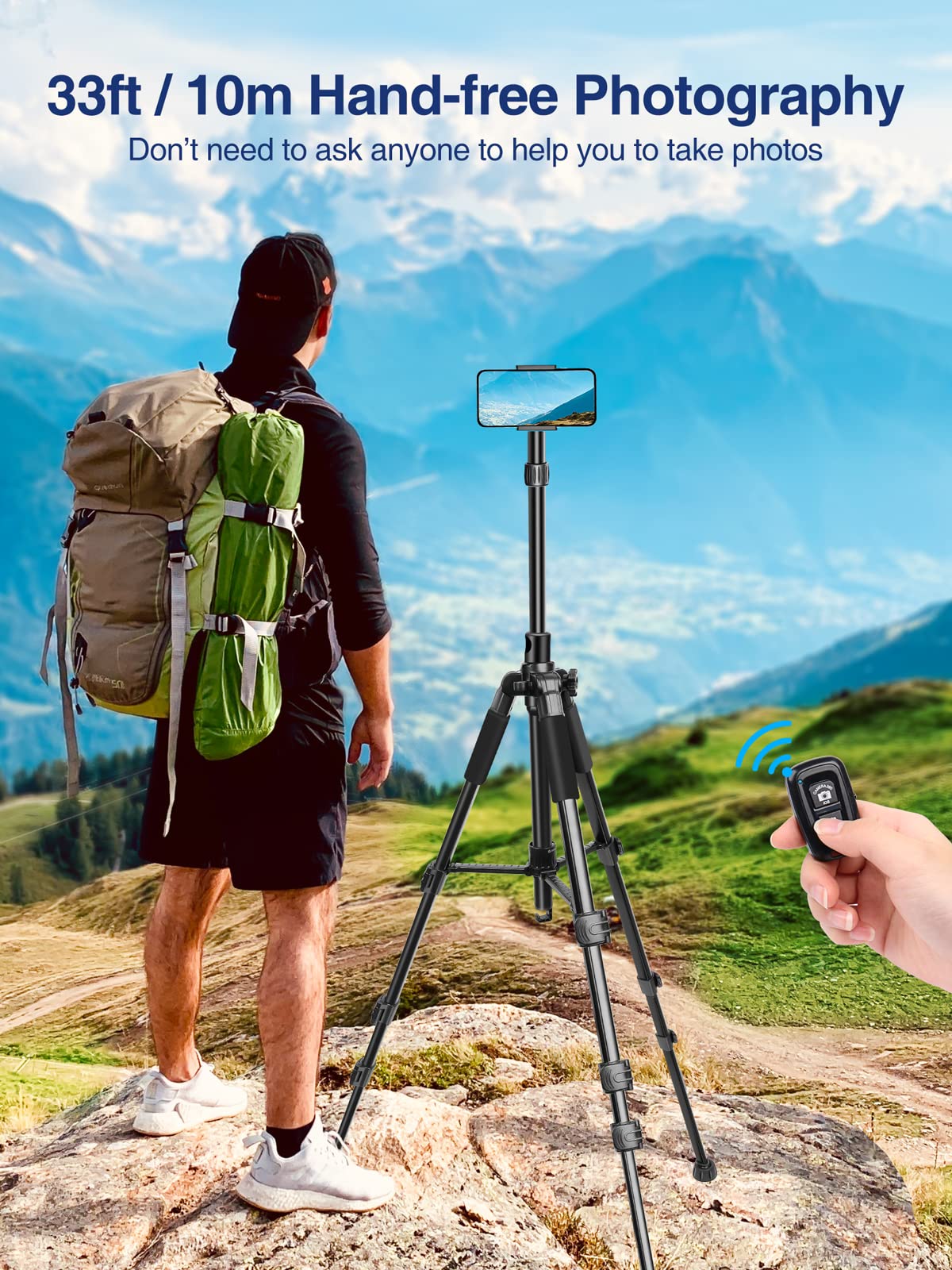 Elitehood iPhone Tripod for Overhead Video Recording [Heavy Duty & Ultra-Stable], 25in Horizontal Long Extendable Boom, 360° Rotation iPhone Tripod Stand with Remote, Vertical 71" Tall Phone Stand - Medaid International