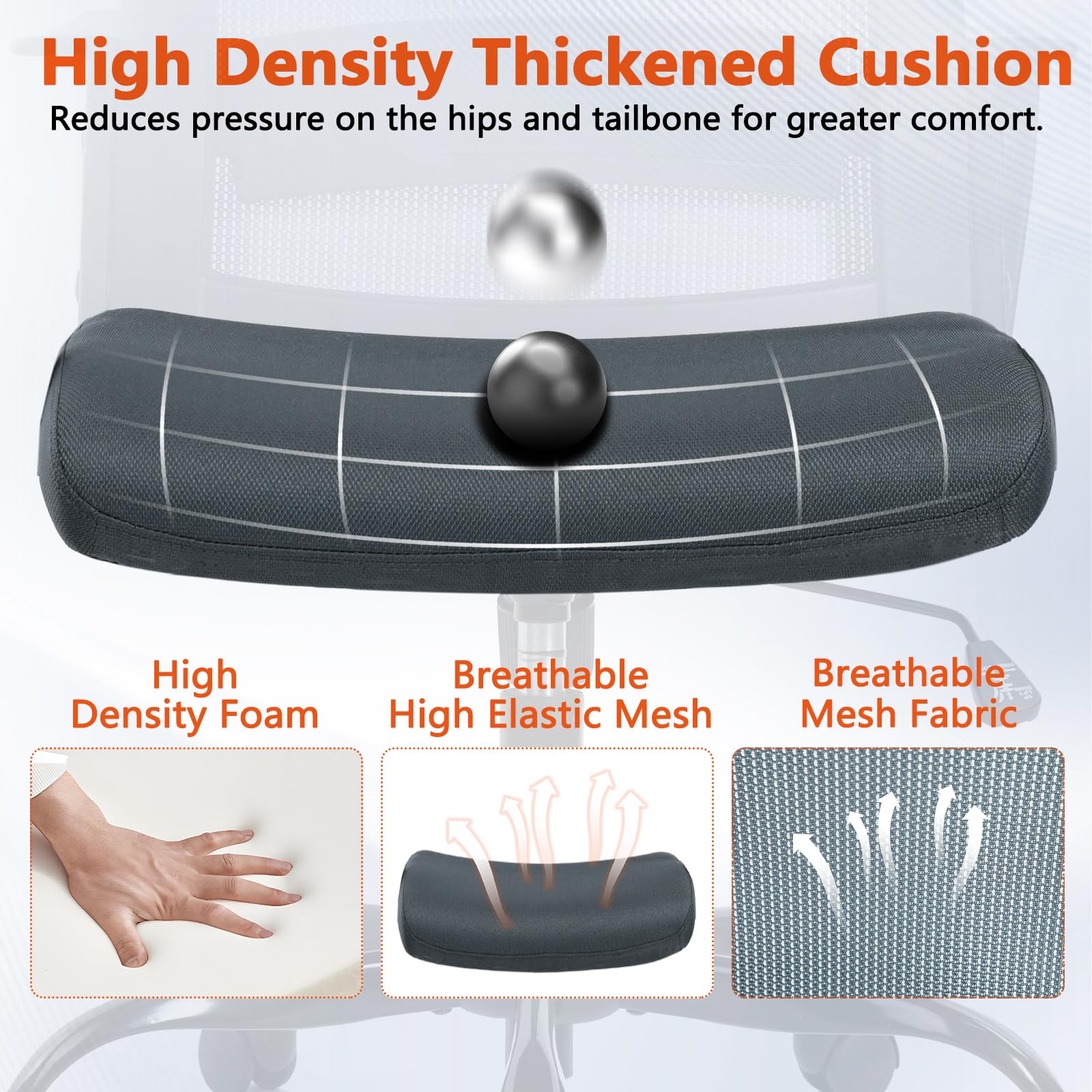 CLATINA Ergonomic Office Desk Chair - Mesh Office Chair with Adjustable Lumbar Support, Rolling Comfortable Computer Task Chairs with Arms for Home Conference-Gray, 8 Pack - Medaid International
