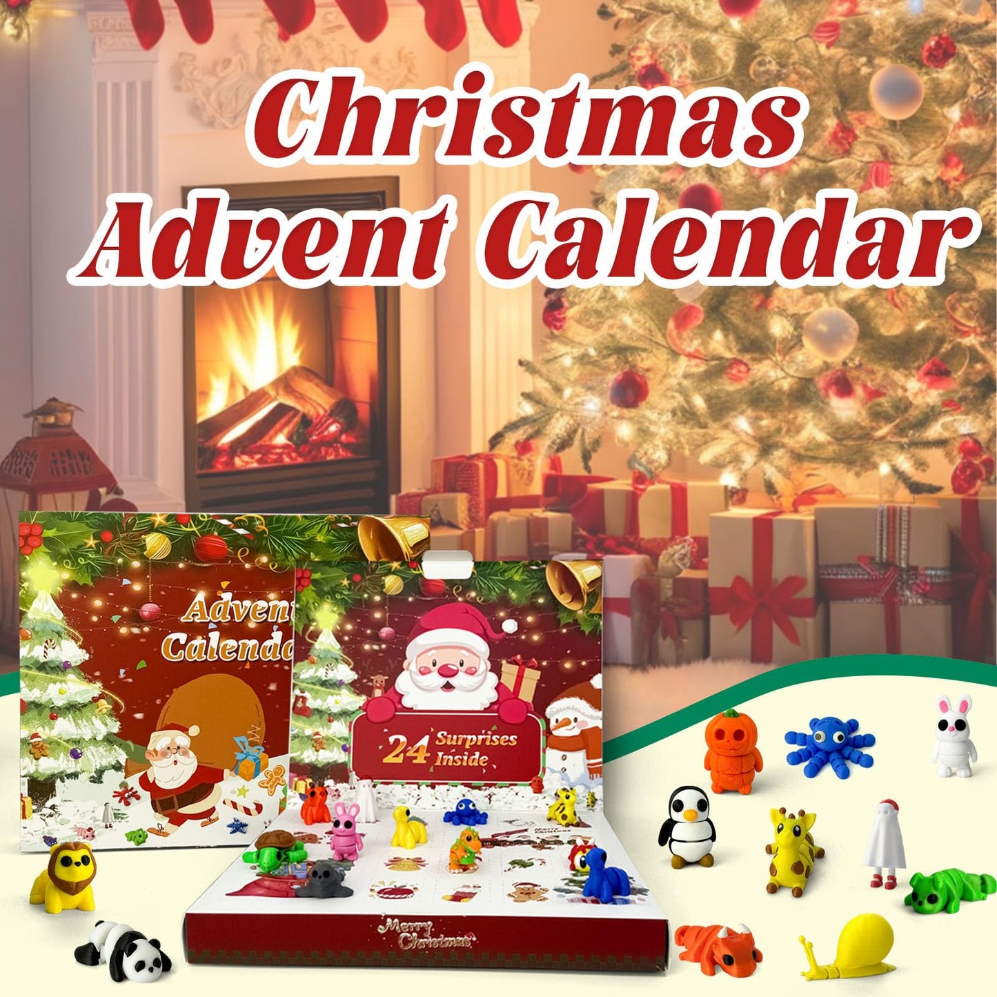 Christmas advent calendar 2025 3D printing animals, 24 Days Christmas Countdown Calender Toys Set, Xmas Gifts Advent Calendars for Boys Girls Ages 4-8 3-5 8-12 (Animal-C) - Medaid International
