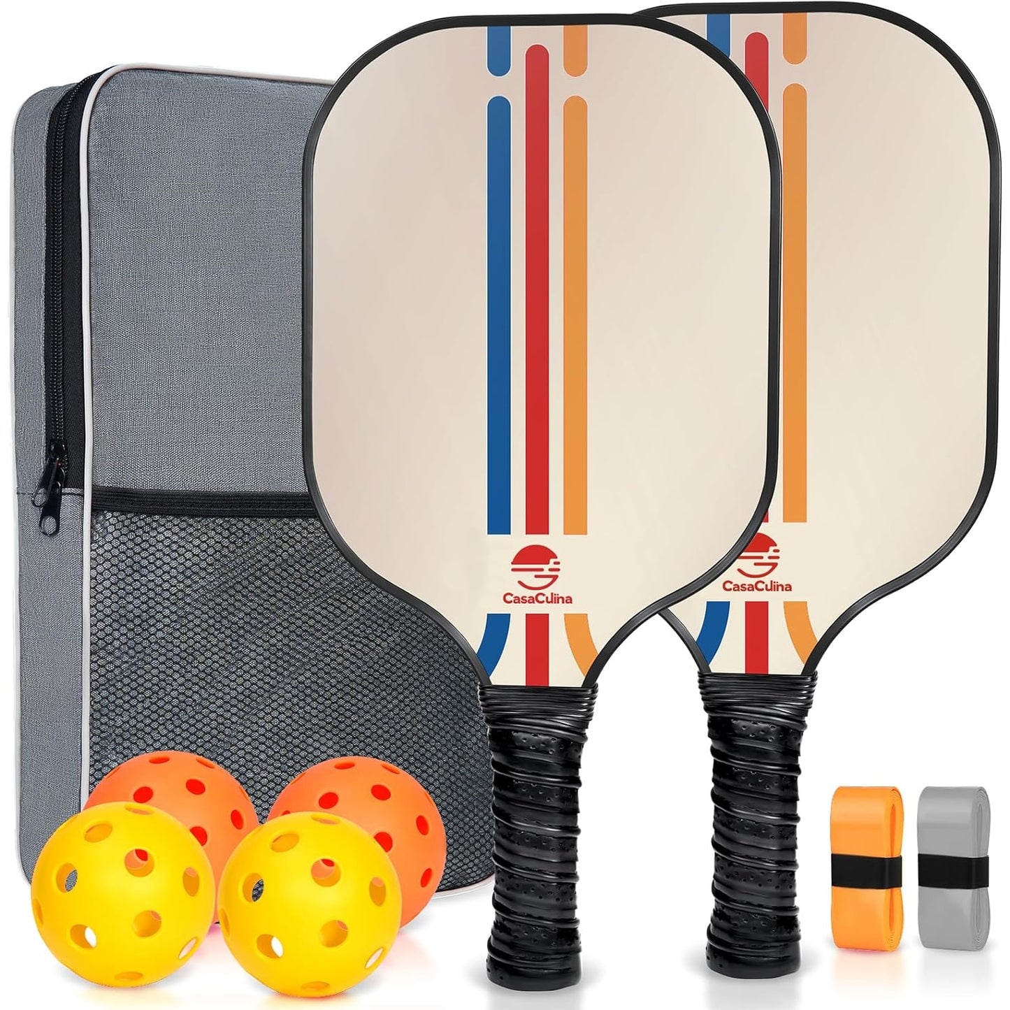 Pickleball Paddles Set of 2, USAPA Approved Lightweight Pickleball Rackets, Pickleball Set of 2 Fiberglass Pickle Ball Paddles,4 Pickleball Balls,1 Pickleball Bag - Medaid