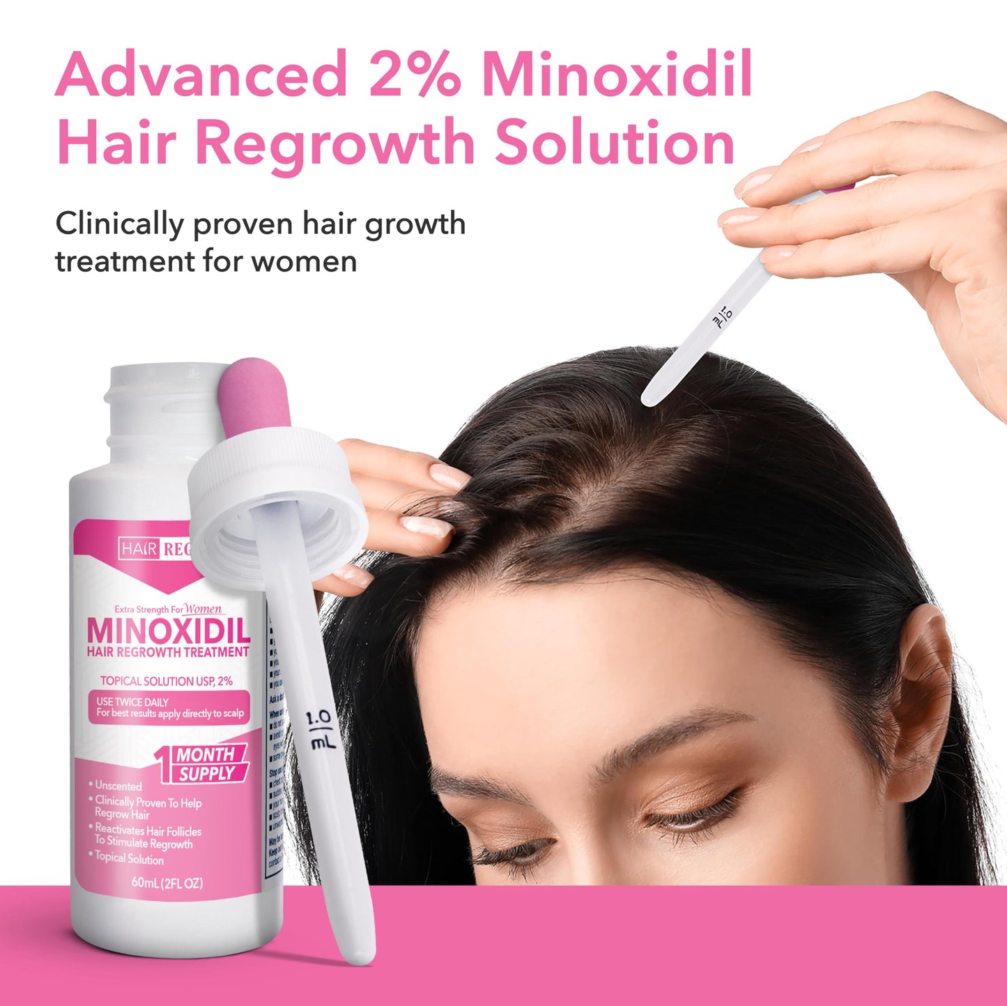 Hair-Regen Advanced 2% Minoxidil For Women, Hair Regrowth Treatment for Thinning Hair, Hair Loss for Women,6 Month Supply, Minoxidil Topical Solution for Thicker Fuller Hair - Medaid International