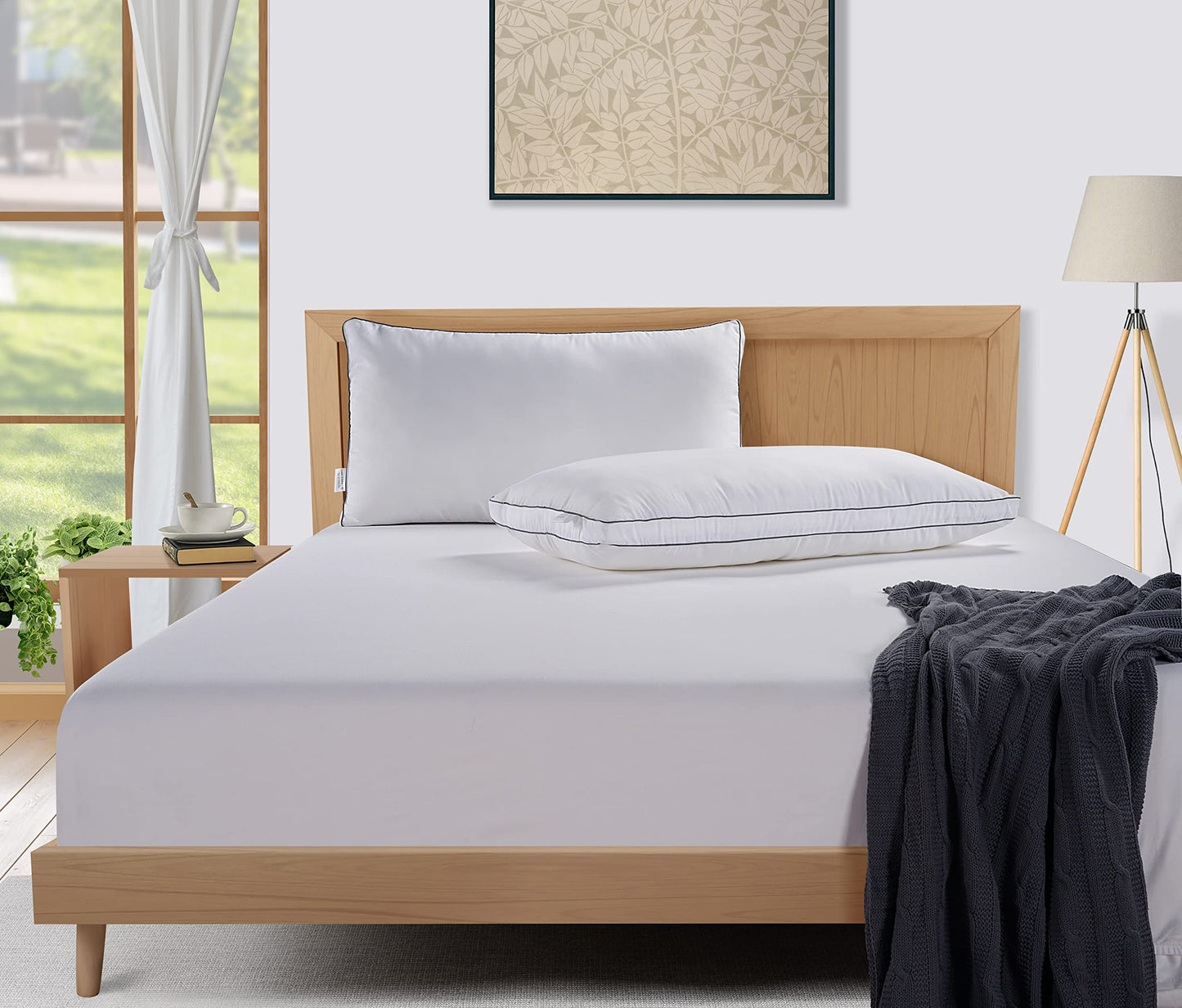 LANE LINEN Pillows Standard Size Set of 4 - Medium Soft Support Gusseted Hotel Quality Pillows for Sleeping, Oeko Tex Certified, Down Alternative Perfect for Back, Stomach or Side Sleepers - White - Medaid International