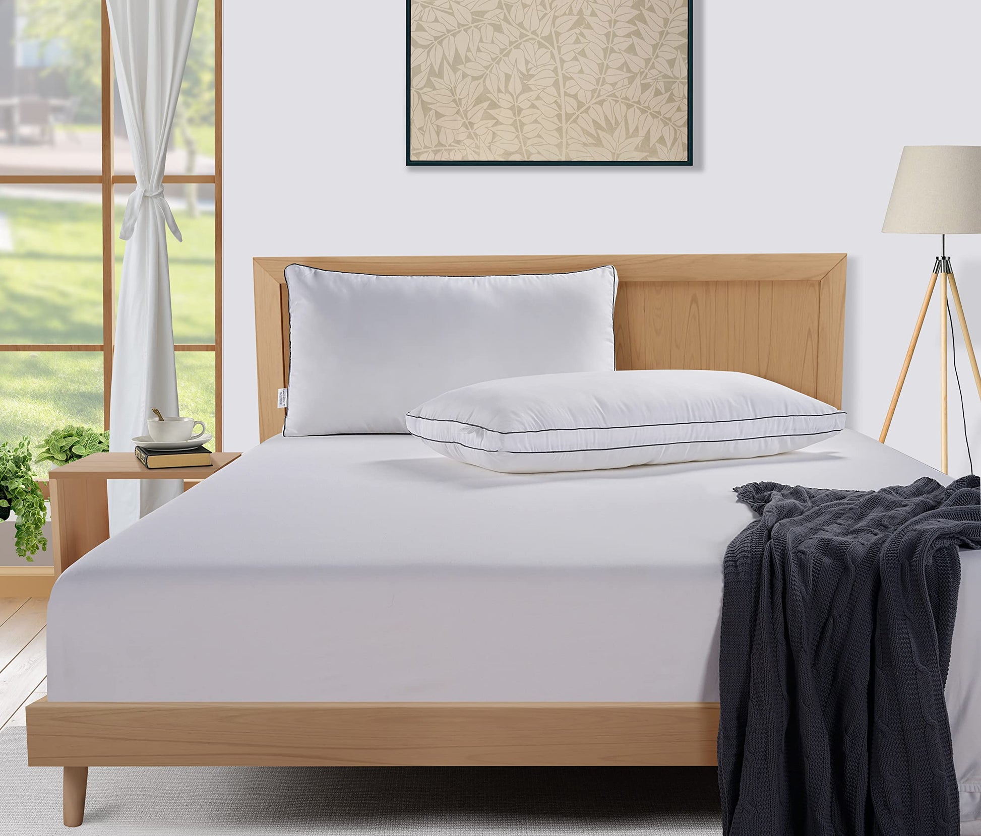 LANE LINEN Pillows Standard Size Set of 4 - Medium Soft Support Gusseted Hotel Quality Pillows for Sleeping, Oeko Tex Certified, Down Alternative Perfect for Back, Stomach or Side Sleepers - White - Medaid International