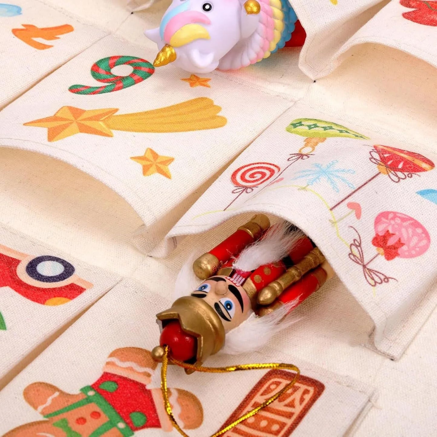 Christmas Advent Calendar Wall Hanging Bag With 24 Pockets, 24 Days Countdown Calendar Storage Bag for Xmas Home Wall Decoration, Reusable Fabric Gift Favors for kids friends family (Red) - Medaid International