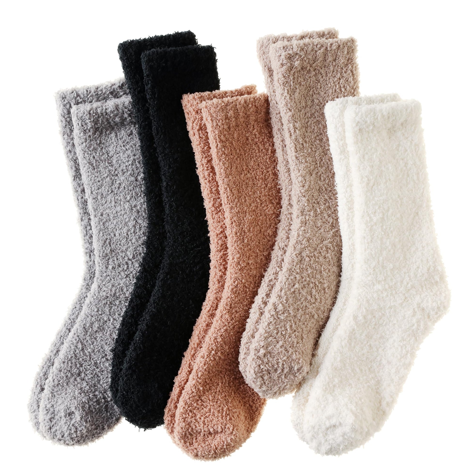 Velice Womens Fuzzy Socks Soft Cozy Fluffy Slipper Winter Warm Plush Sleeping Christmas Socks(Black/Grey) - Medaid International