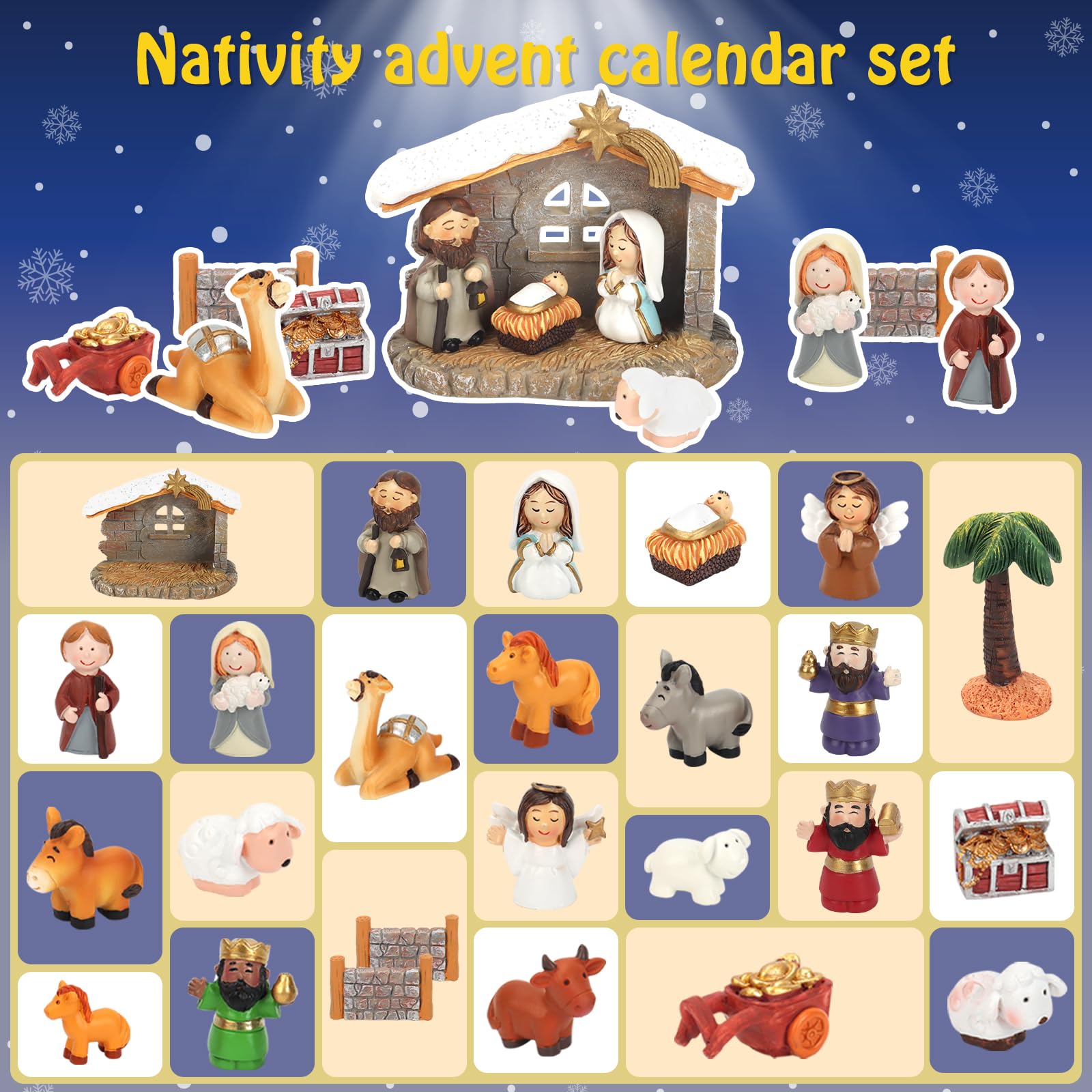 Nativity Advent Calendar 2025 for Kids - 24 Days of Nativity Set for Kids - Toddler Advent Calendar for Boys & Girls - Christmas Countdown Calendar Gifts for Children Ages 1 2 3 4 5+ - Medaid International