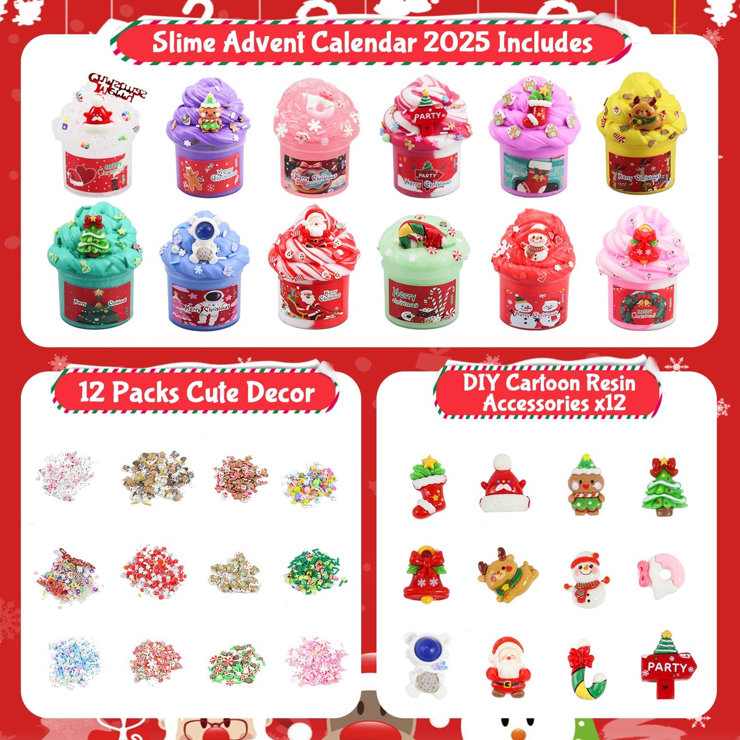 Advent Calendar 2025 Fluffy Butter Slime Kit Countdown to Christmas DIY Cute Slime Crystal Supply Kit 24 Days of Surprises Fun for Boys and Girls Teen Ages 6 and Up - Medaid International