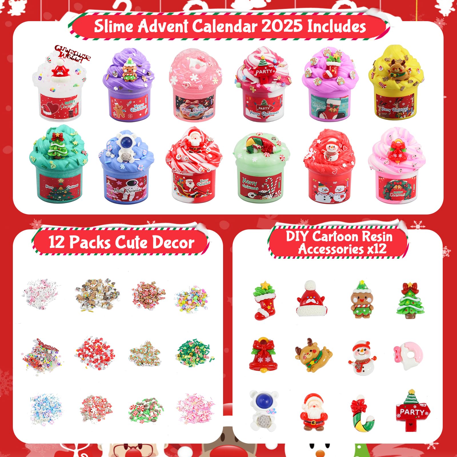 Advent Calendar 2025 Fluffy Butter Slime Kit Countdown to Christmas DIY Cute Slime Crystal Supply Kit 24 Days of Surprises Fun for Boys and Girls Teen Ages 6 and Up - Medaid International