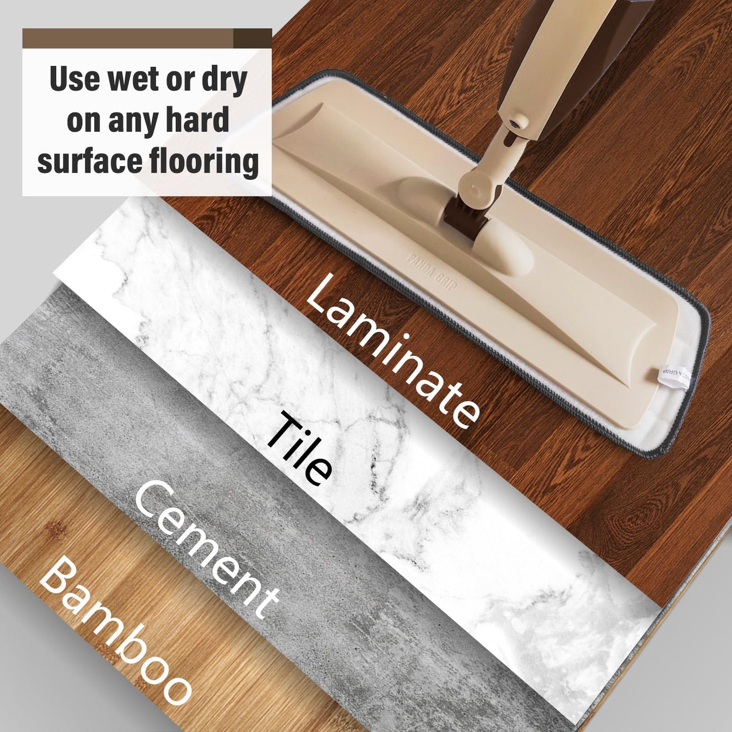 Mops for Floor Cleaning, 50 inch Spray Mop with 400ml Refillable Bottle and 2 Replacement Pads Dry Wet FloorCleaning Household or Commercial Use for Hardwood Laminate Tile Ceramic (Brown) - Medaid International
