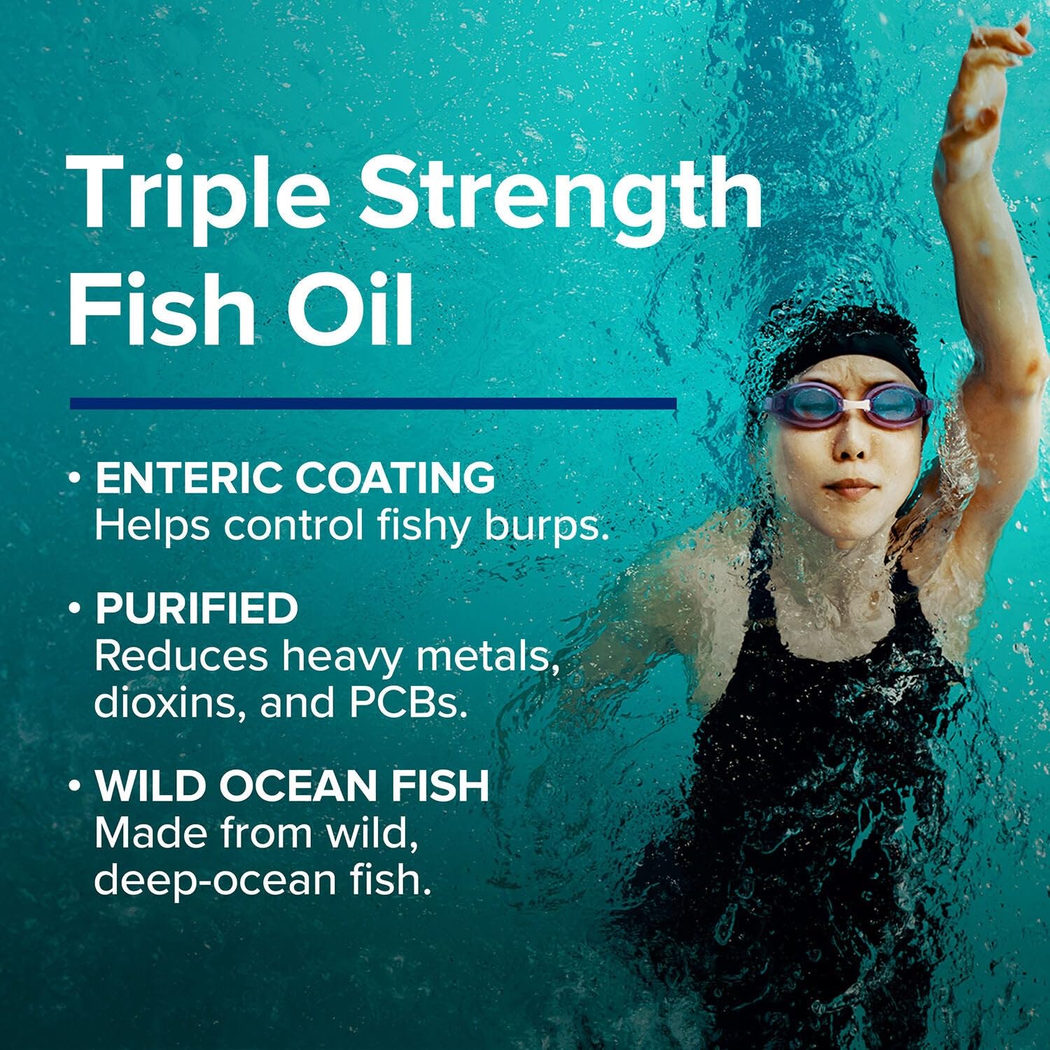 GNC Triple Strength Fish Oil Omega 3 Supplement, 1000mg EPA & DHA, Supports Heart, Brain, Skin, Eye and Joint Health, Burpless, Ultra Concentrated, High Potency, Wild Caught, 210 Softgels - Medaid International