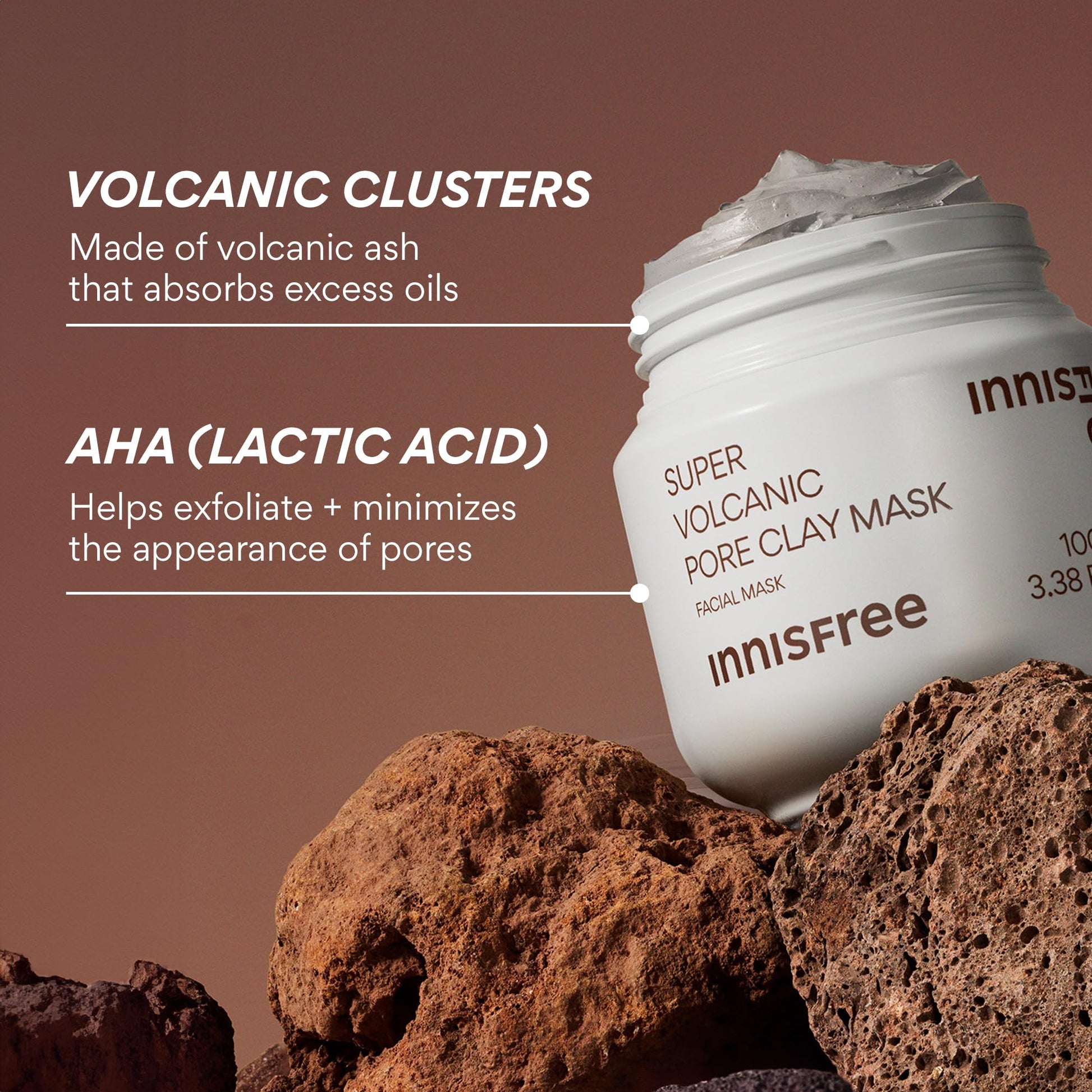 innisfree Super Volcanic Clay Mask, Premium Korean Skincare with AHA and Natural Clusters for Deep Pore Detox, Gentle Exfoliation, Oil Control - Medaid International
