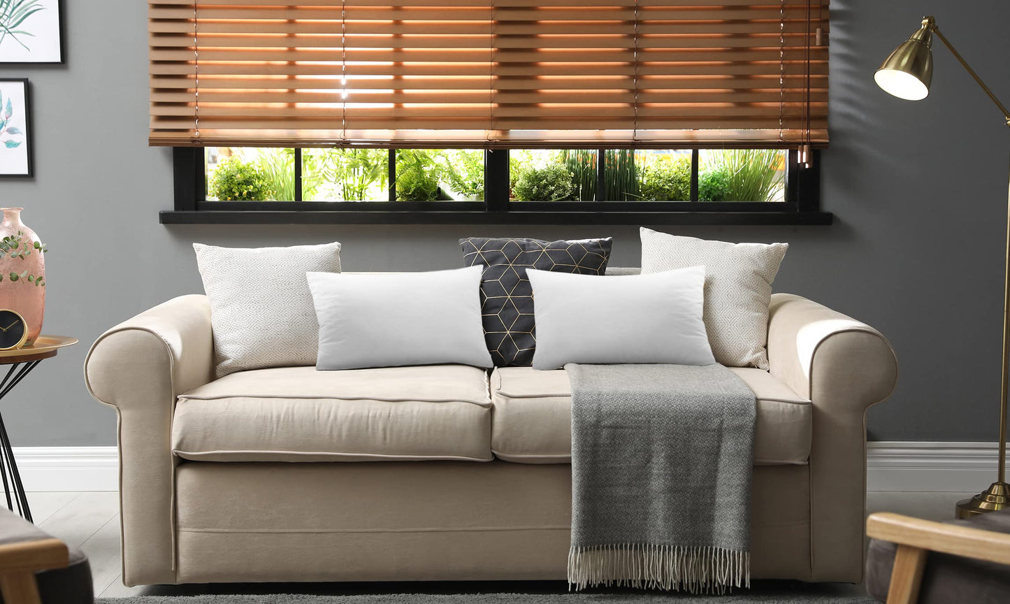 Utopia Bedding Throw Pillows (Pack of 2, White), 12 x 20 Inches Indoor Decorative Pillow Insert for Sofa, Bed and Couch - Medaid International