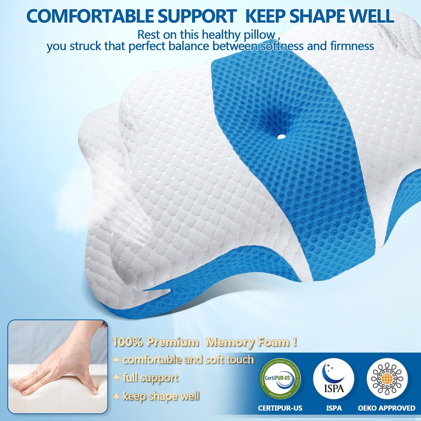 CHxxy Memory Foam Pillows, Cervical Pillow for Neck and Shoulder Pain Relief, Ergonomic Contour Bed Pillow, Soft for Side Sleep Stomach Sleeping and Back Sleeper - Medaid International