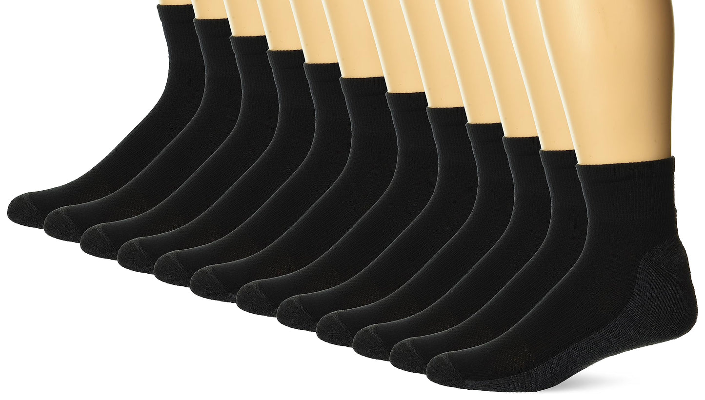 Hanes Mens Socks, X-temp Cushioned Ankle 12-pack, Black - 12 Pack, 12-14 US - Medaid International