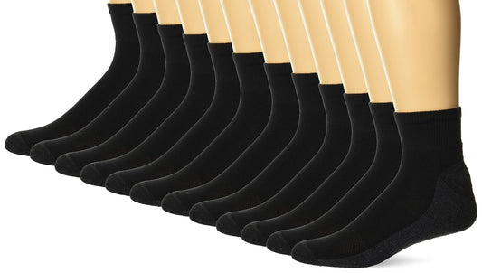Hanes Mens Socks, X-temp Cushioned Ankle 12-pack, Black - 12 Pack, 12-14 US - Medaid International