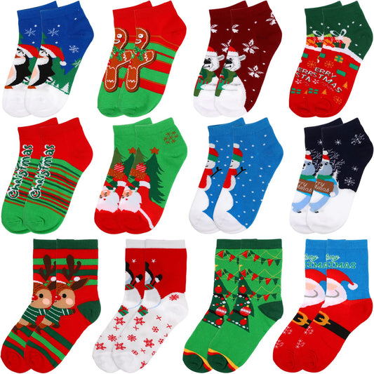12 Pairs Women Christmas Socks Christmas Winter Warm Cozy Socks Adult Christmas Holiday Socks Cotton Christmas Cartoon Socks Xmas Warm Winter Socks- Christmas Advent Stocking In Box - Medaid International