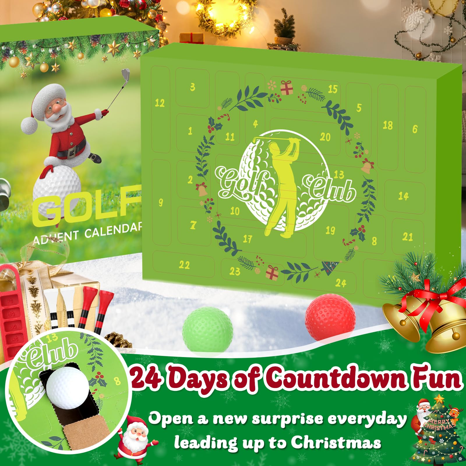 Golf Advent Calendar 2025 for Men, Christmas Countdown Calendar with 24 PCS Golf Surprises Novelty Golf Accessories Xmas Gifts for Adults Men Women Dad Husband Golf Lovers - Medaid International