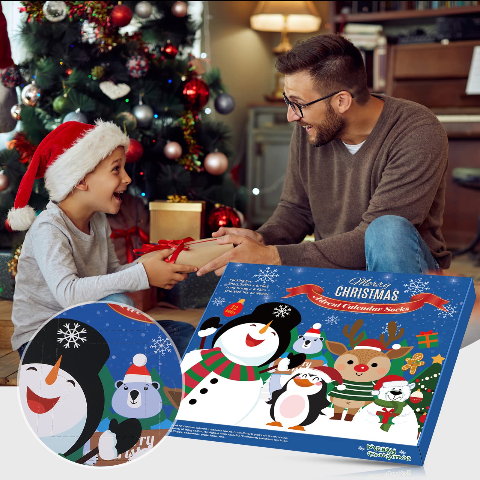 12 Pairs Women Christmas Socks Christmas Winter Warm Cozy Socks Adult Christmas Holiday Socks Cotton Christmas Cartoon Socks Xmas Warm Winter Socks- Christmas Advent Stocking In Box - Medaid International