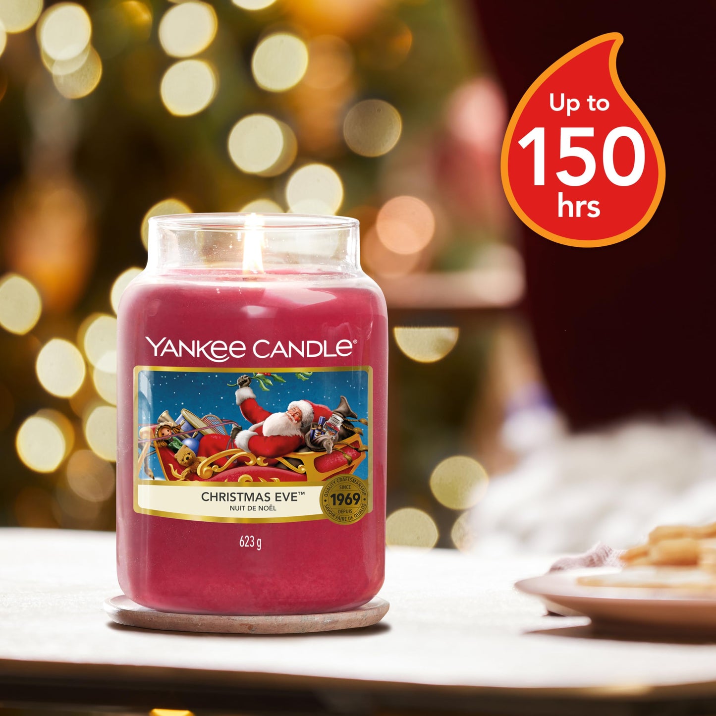 Yankee Candle Christmas Eve Scented, Classic 22oz Large Jar Single Wick Candle, Over 110 Hours of Burn Time - Medaid International