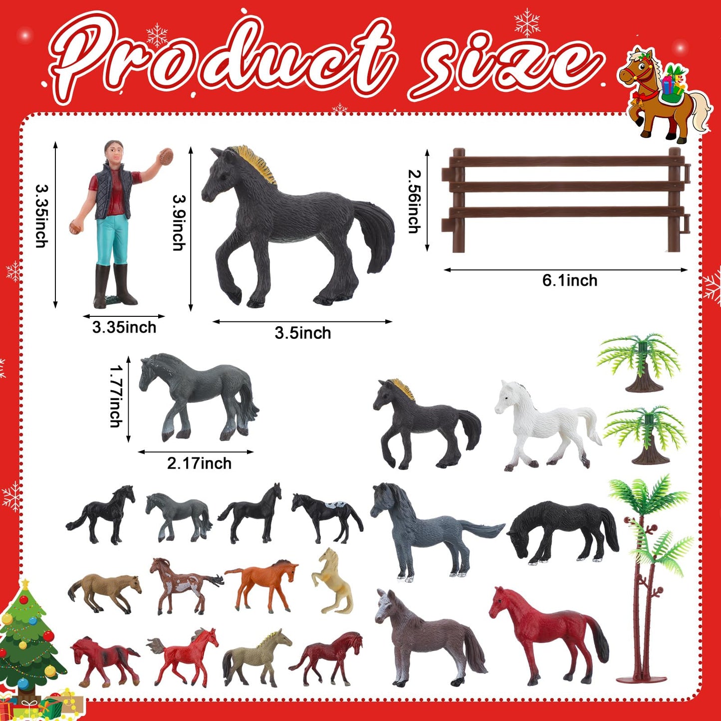 Youyole 24 Days Horse Christmas Advent Calendar 2025 Equestrian Enthusiast Christmas Countdown Calendar Xmas Farm Animal Set with 18 Horse Figures and Accessories for Holiday Stocking Stuffers Gifts - Medaid International